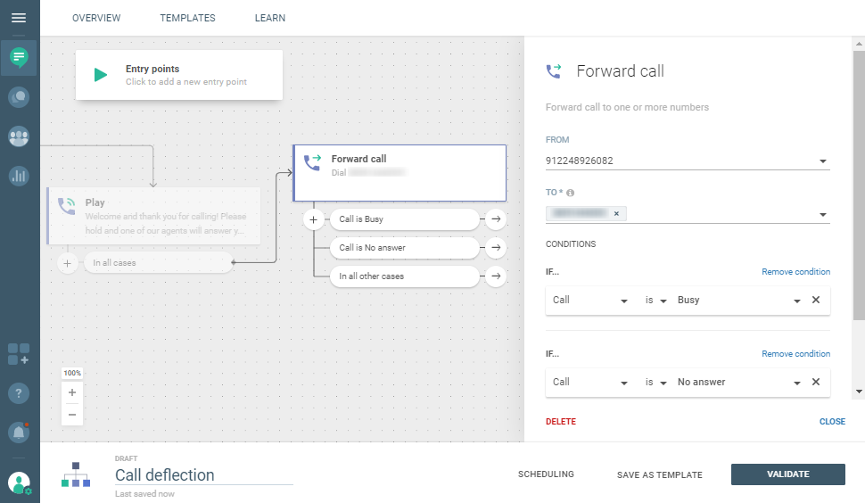 Conversations use case - Reduce Hold Time in Your Call Center - forward call