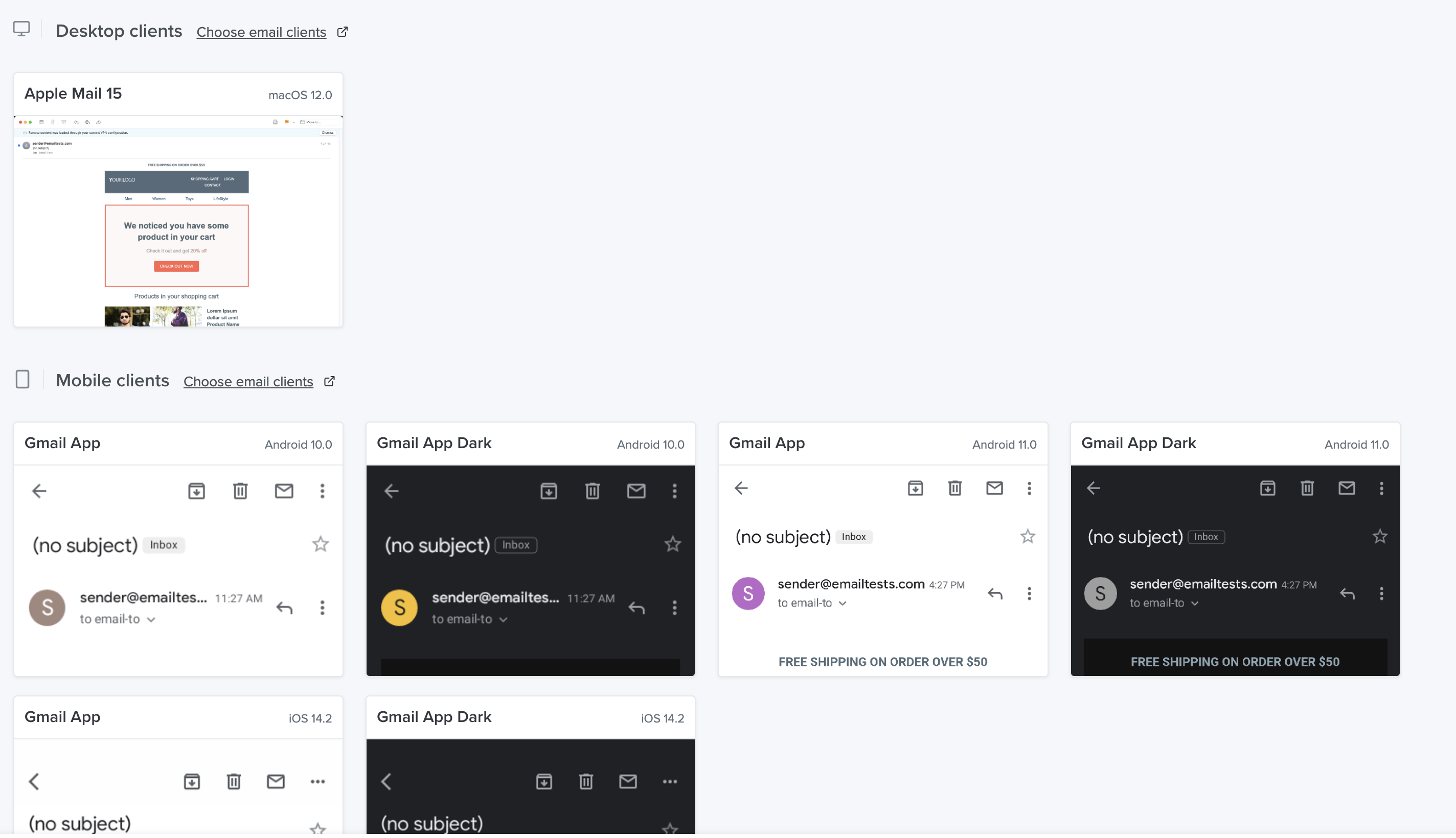 Email Editor Inbox Previews Clients