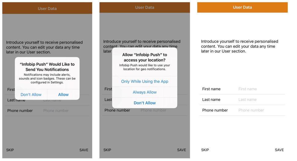 user data - demo app mobile launch