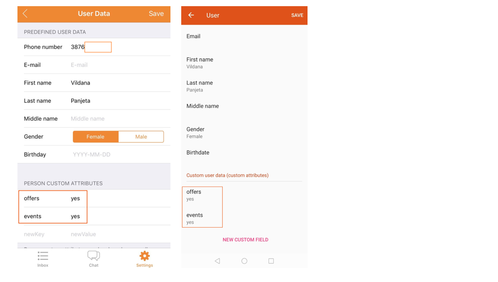 User data
