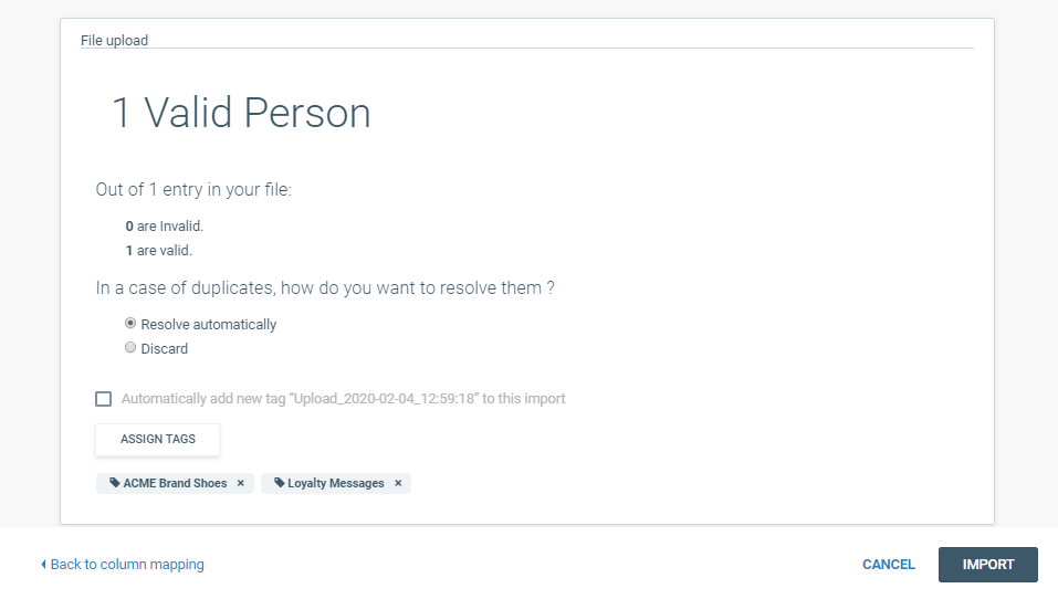 Import People when managing Tags