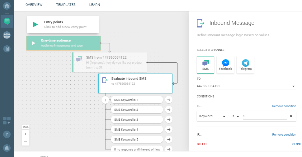 Flow use case - Collect Customer Feedback - inbound message