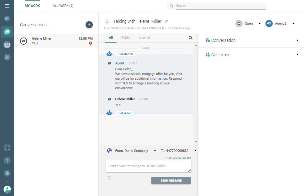Viber use case - Arrange Meetings With Your Customers - takeover with Conversations