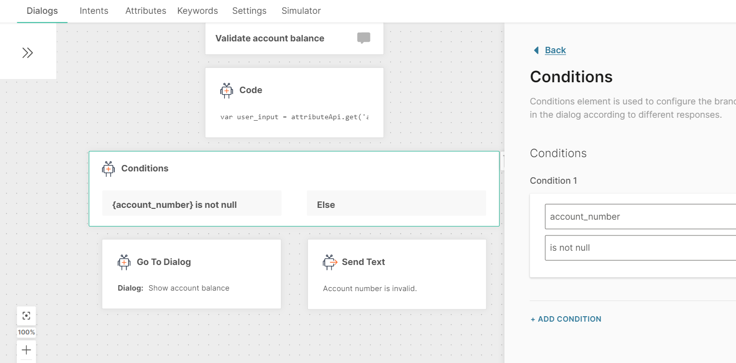 Validating selected account value