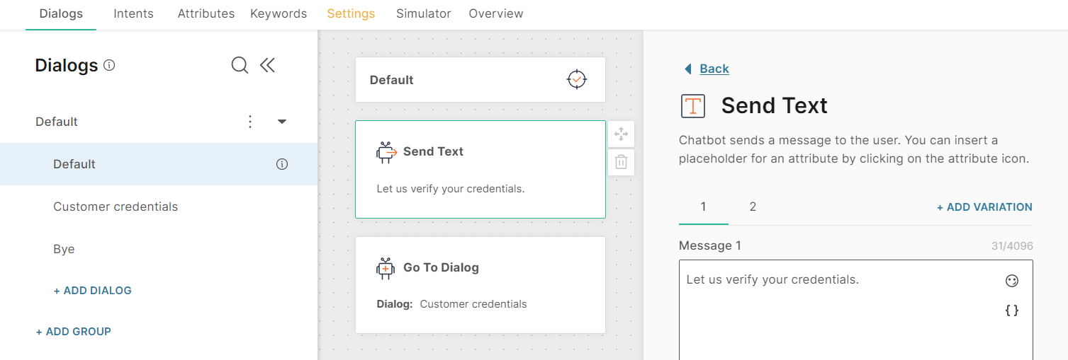 Redirect the flow from the default dialog