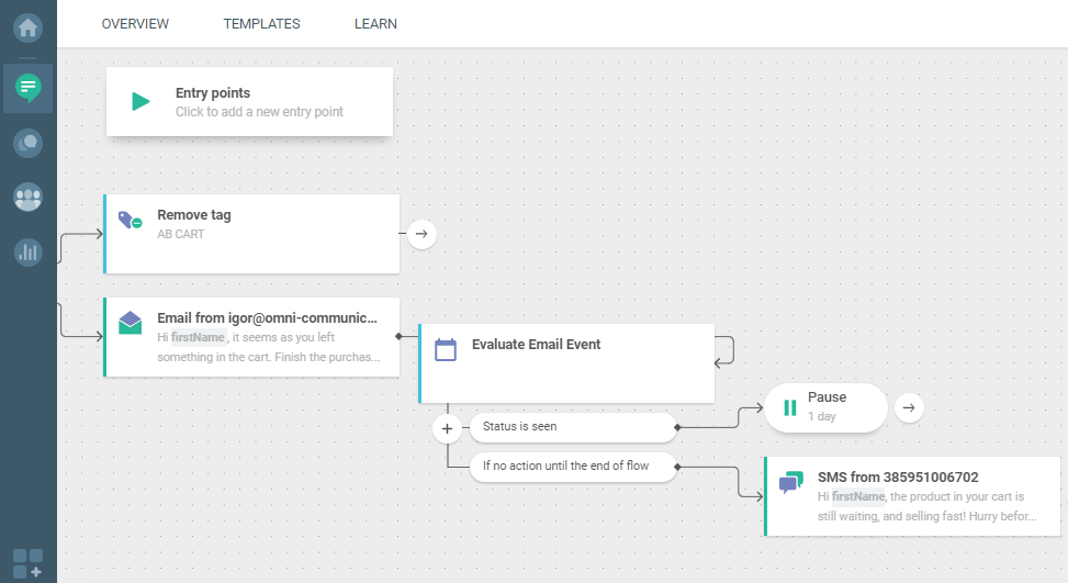 Flow use case - Cart Abandonment - send sms element
