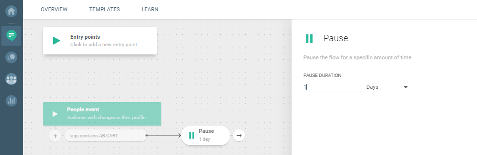 Flow use case - Cart Abandonment - add pause element