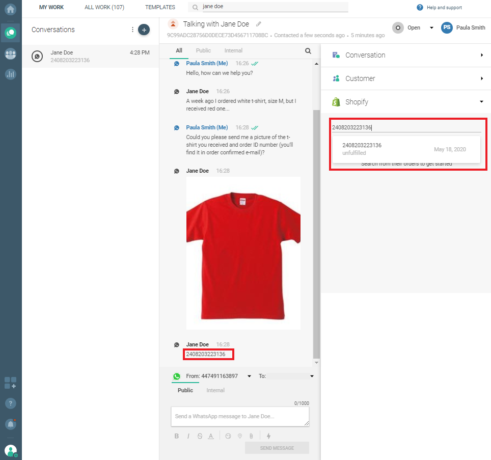 Conversations use case - Wrong order ID