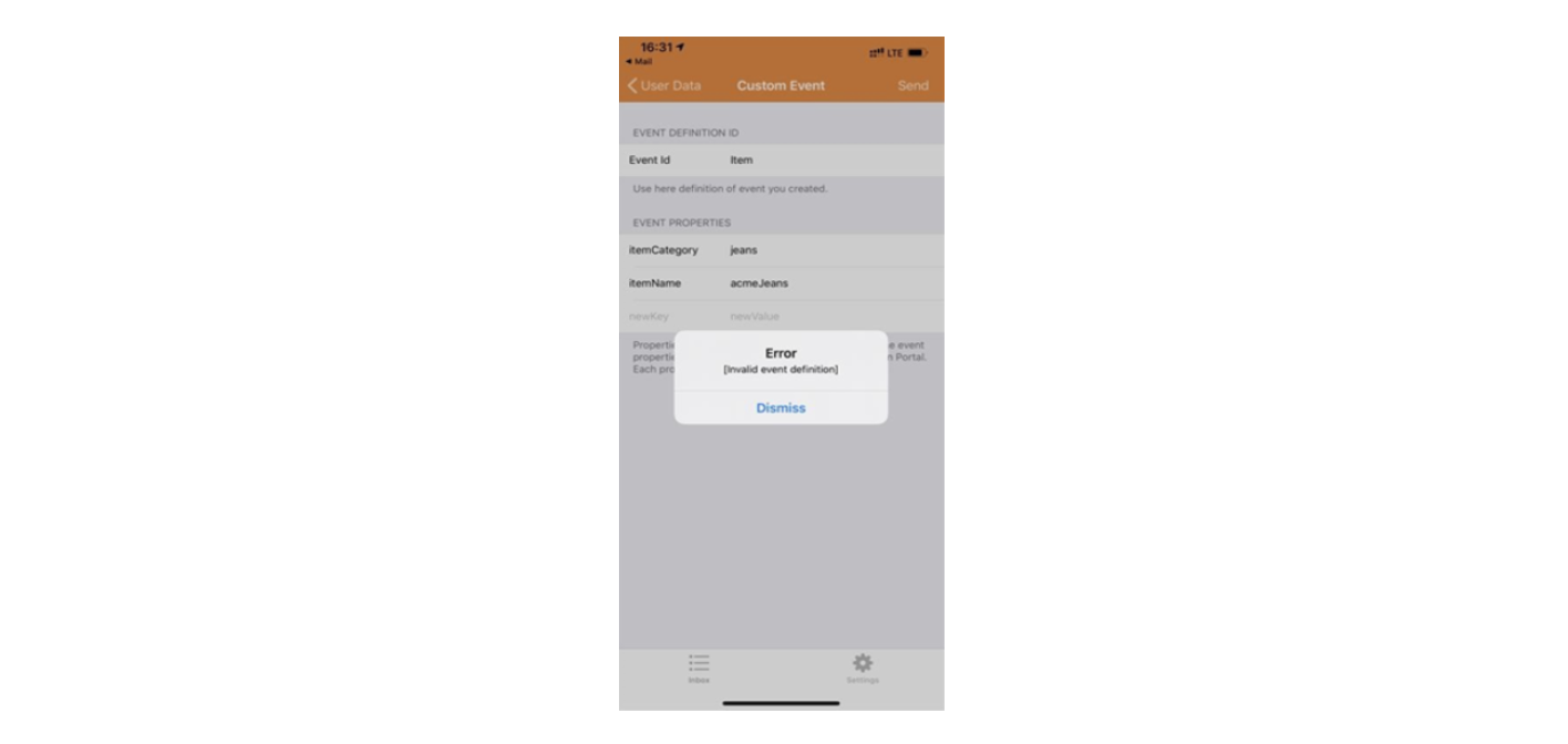 If not configured properly, an error message will appear