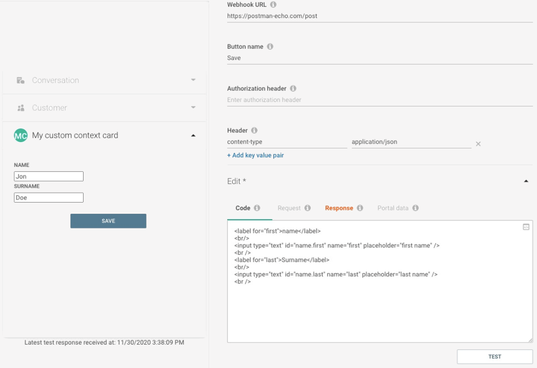 Conversations - Create custom form