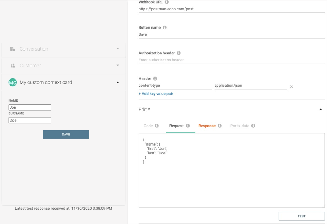 Conversations - Custom context card payload
