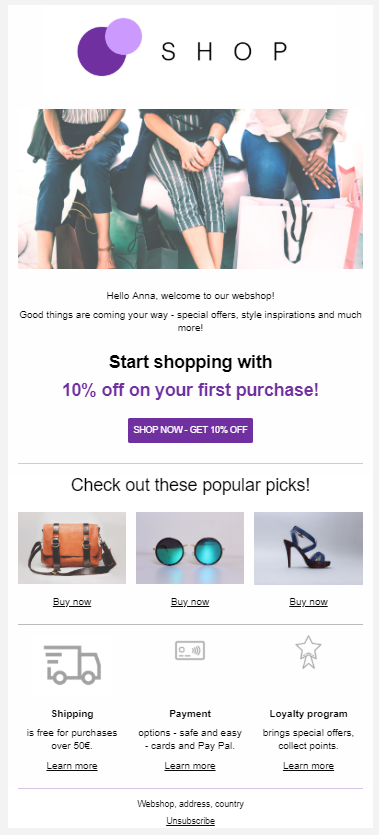 Flow use case - Automate Your Welcome Messages - email example