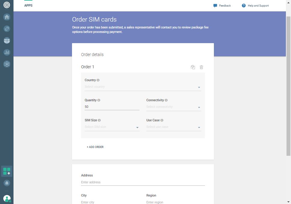 IoT - Order SIM cards