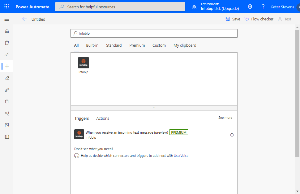 Search for Infobip connector