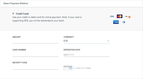 selecting payment method on cpaas