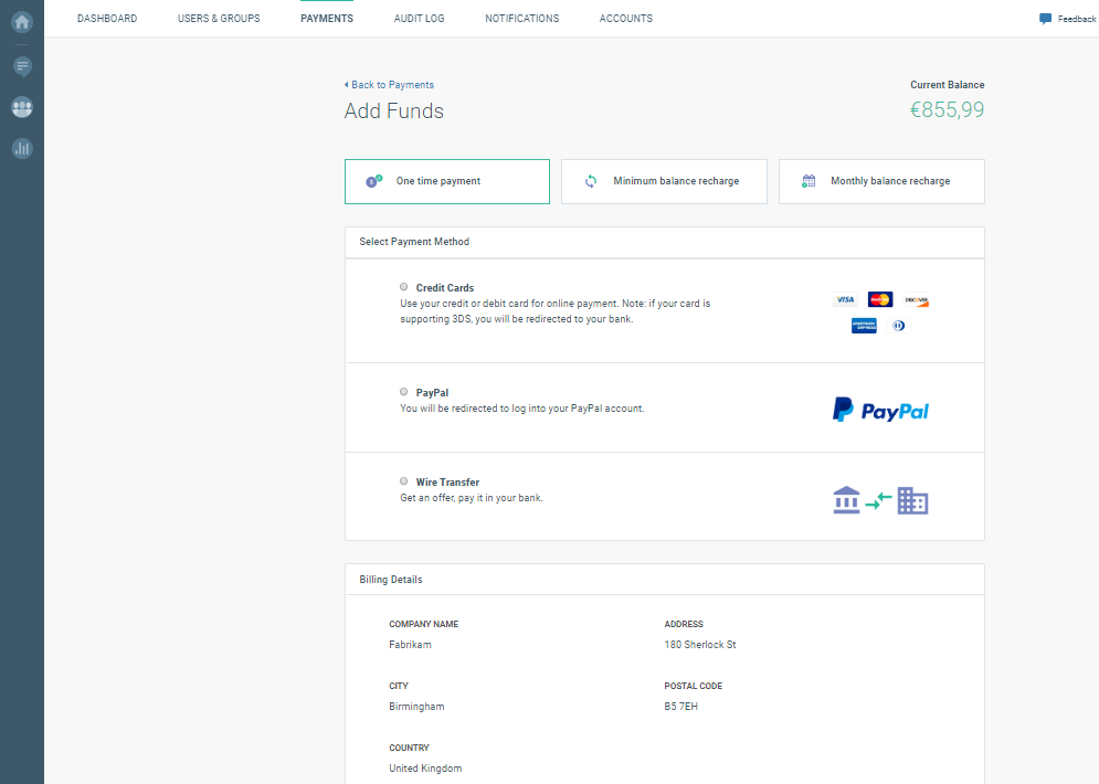 adding funds to cpaas