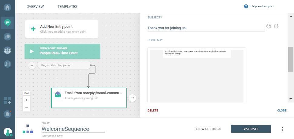 email welcoming user 