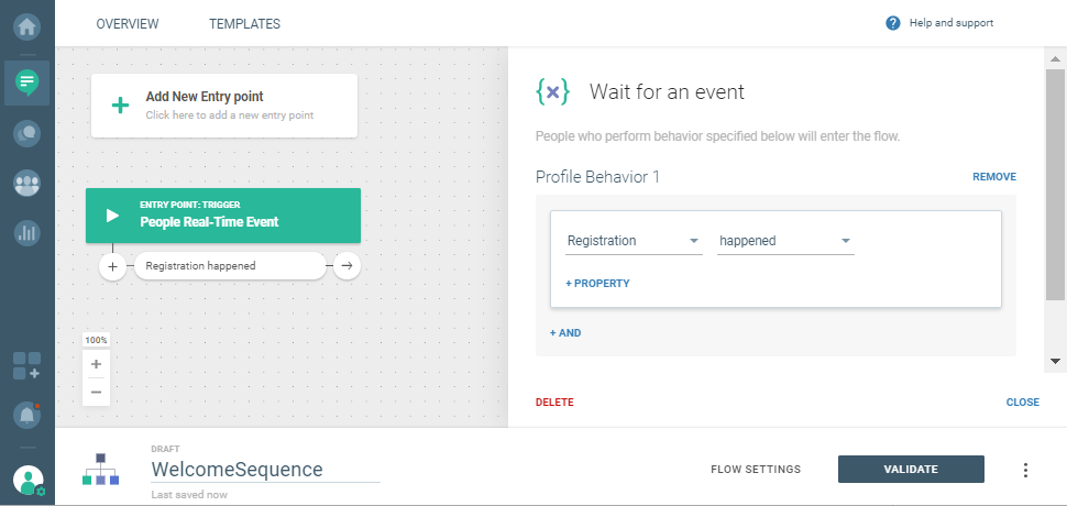 user registration event