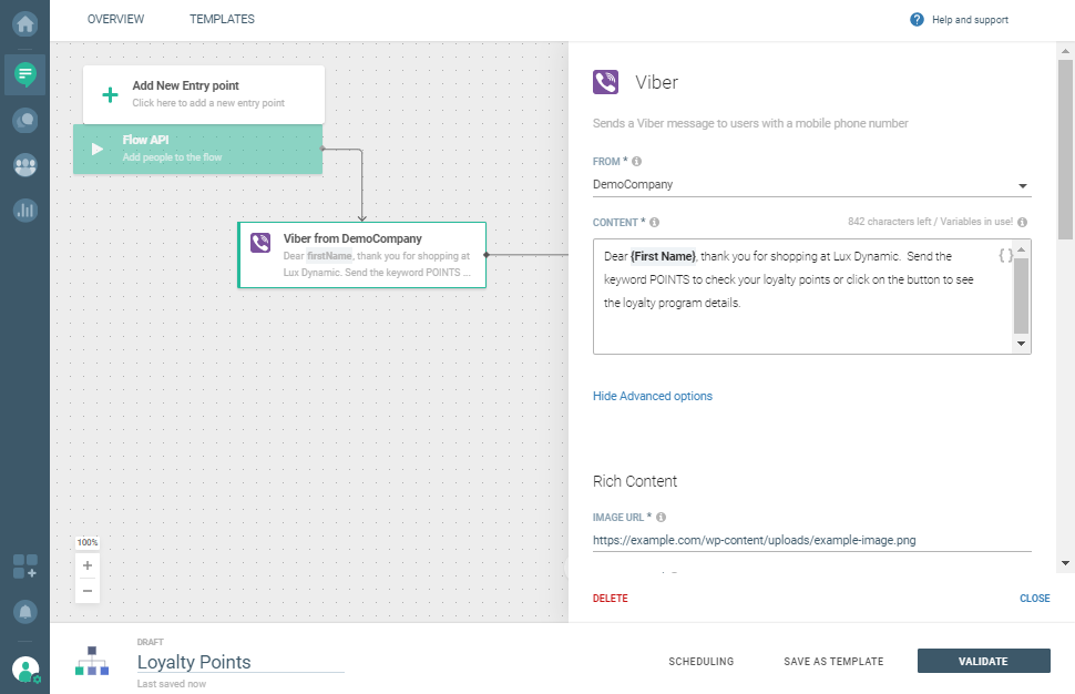 Viber use case - Loyalty points - send a Viber message