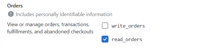 Shopify Scopes - Orders