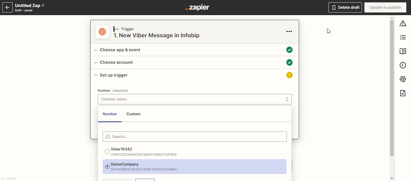 Zapier Viber numbers