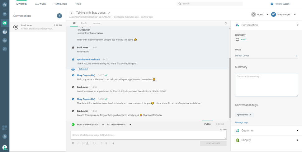 Conversations use case - Appointment reservation confirmation