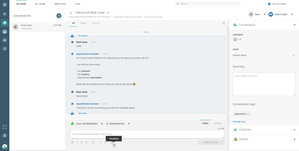 Conversations use case - Appointment reservation greeting message