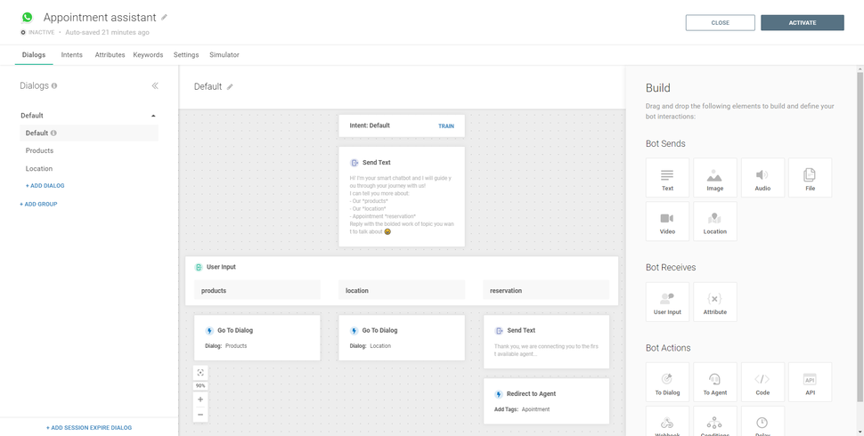 Conversations use case - Appointment reservation send message