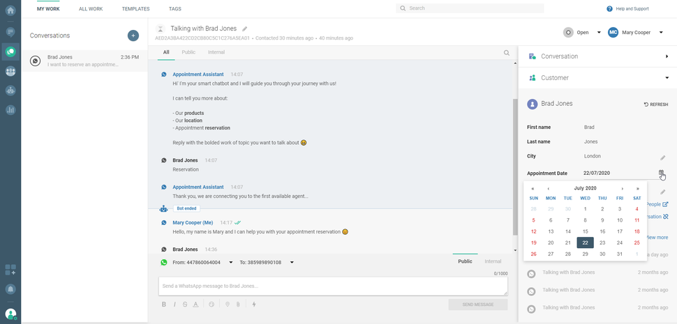 Conversations use case - Appointment reservation set appointment