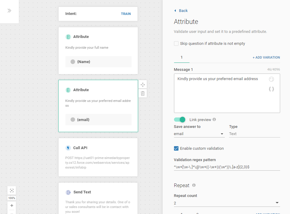Save received contact information for lead generation