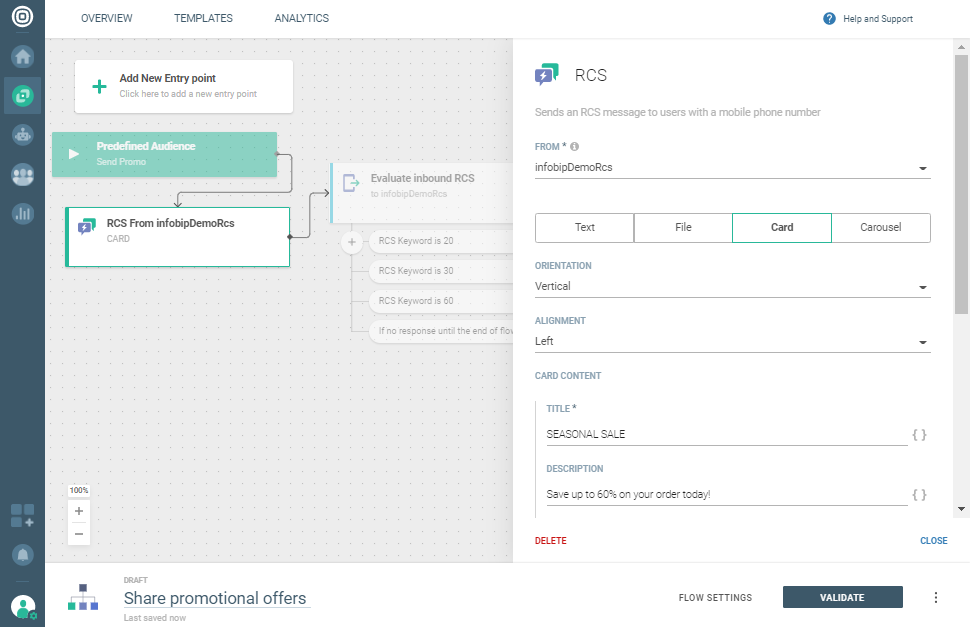 Send RCS message with carousel to share promo offers