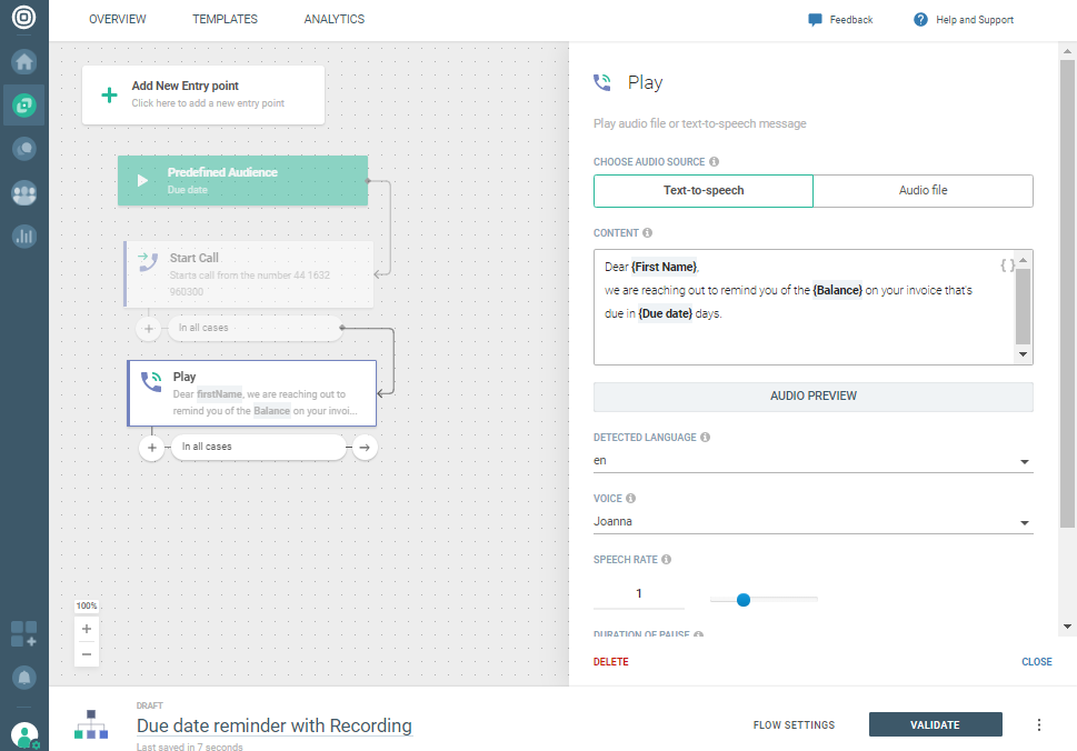Voice Recording use case - Select play action